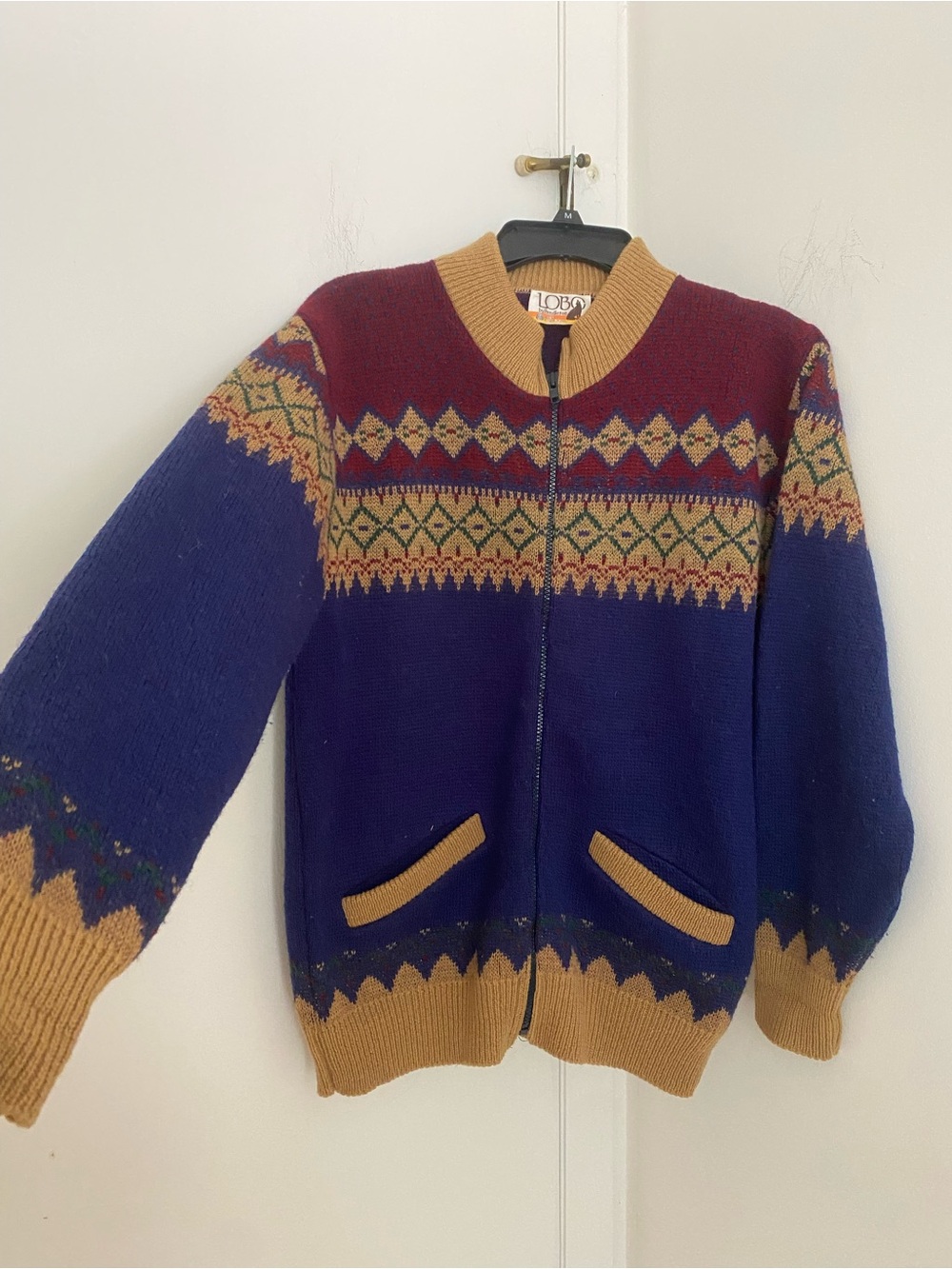 Vintage Pendelton Lobo Zip Virgin Wool Men's Sweater Fair Isle Union Made Retro